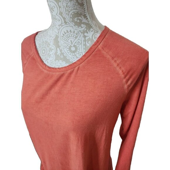 Hannah Peplum Top 3/4 Sleeve Orange Sun Washed Rinse Women's Medium - Picture 2 of 7